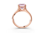 Fancy Pink Asscher Cut Diamond Solitaire Ring in Rose gold with Smooth Wide Band and Prong Setting_3