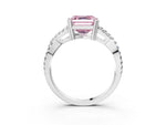 Fancy Pink Asscher Cut Diamond Solitaire Ring in White gold with Interwoven Pavé Band and Prong Setting_3