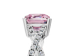 Fancy Pink Asscher Cut Diamond Solitaire Ring in White gold with Interwoven Pavé Band and Prong Setting_5
