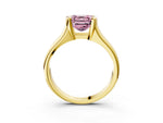 Fancy Pink Asscher Cut Diamond Tension Set Solitaire Ring in Yellow gold with Split Shank Band_3