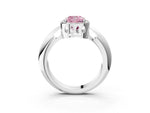 Fancy Pink Cushion Cut Diamond Halo Engagement Ring in Platinum with Plain Split Shank and Prong Setting_15