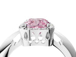 Fancy Pink Cushion Cut Diamond Halo Engagement Ring in Silver with Plain Split Shank and Prong Setting_16