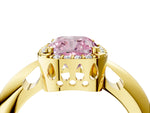 Fancy Pink Cushion Cut Diamond Halo Engagement Ring in Yellow gold with Plain Split Shank and Prong Setting_4