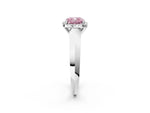Fancy Pink Cushion Cut Diamond Halo Ring in Silver with Cathedral Band and Prong Setting_14