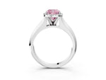 Fancy Pink Cushion Cut Diamond Halo Ring in Silver with Cathedral Band and Prong Setting_15