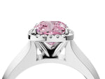 Fancy Pink Cushion Cut Diamond Halo Ring in Silver with Cathedral Band and Prong Setting_16