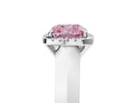 Fancy Pink Cushion Cut Diamond Halo Ring in Silver with Cathedral Band and Prong Setting_17