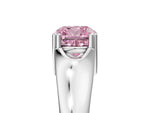 Fancy Pink Cushion Cut Diamond Solitaire Ring in Platinum with Smooth Wide Band and Prong Setting_17