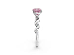 Fancy Pink Cushion Cut Diamond Solitaire Ring in Silver with Twisted Ribbon Band and Round Accents_2