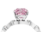 Fancy Pink Cushion Cut Diamond Solitaire Ring in Silver with Twisted Ribbon Band and Round Accents_4