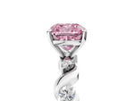 Fancy Pink Cushion Cut Diamond Solitaire Ring in Silver with Twisted Ribbon Band and Round Accents_5
