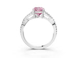 Fancy Pink Cushion Cut Diamond Solitaire Ring in White gold with Interwoven Pavé Band and Prong Setting_3