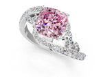 Fancy Pink Cushion Cut Diamond Solitaire Ring in White gold with Pavé Twist Band and Prong Setting_1