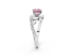 Fancy Pink Cushion Cut Diamond Solitaire Ring in White gold with Pavé Twist Band and Prong Setting_2