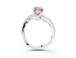 Fancy Pink Cushion Cut Diamond Solitaire Ring in White gold with Pavé Twist Band and Prong Setting_3