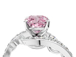 Fancy Pink Cushion Cut Diamond Solitaire Ring in White gold with Pavé Twist Band and Prong Setting_4