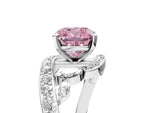 Fancy Pink Cushion Cut Diamond Solitaire Ring in White gold with Pavé Twist Band and Prong Setting_5