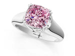 Fancy Pink Cushion Cut Diamond Solitaire Ring in White gold with Smooth Wide Band and Prong Setting_1