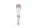 Fancy Pink Cushion Cut Diamond Solitaire Ring in White gold with Smooth Wide Band and Prong Setting_2