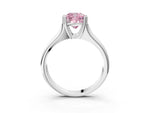 Fancy Pink Cushion Cut Diamond Solitaire Ring in White gold with Smooth Wide Band and Prong Setting_3
