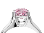 Fancy Pink Cushion Cut Diamond Solitaire Ring in White gold with Smooth Wide Band and Prong Setting_4
