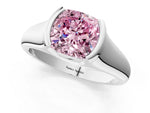 Fancy Pink Cushion Cut Diamond Tension Set Solitaire Ring in Silver with Split Shank Band_13