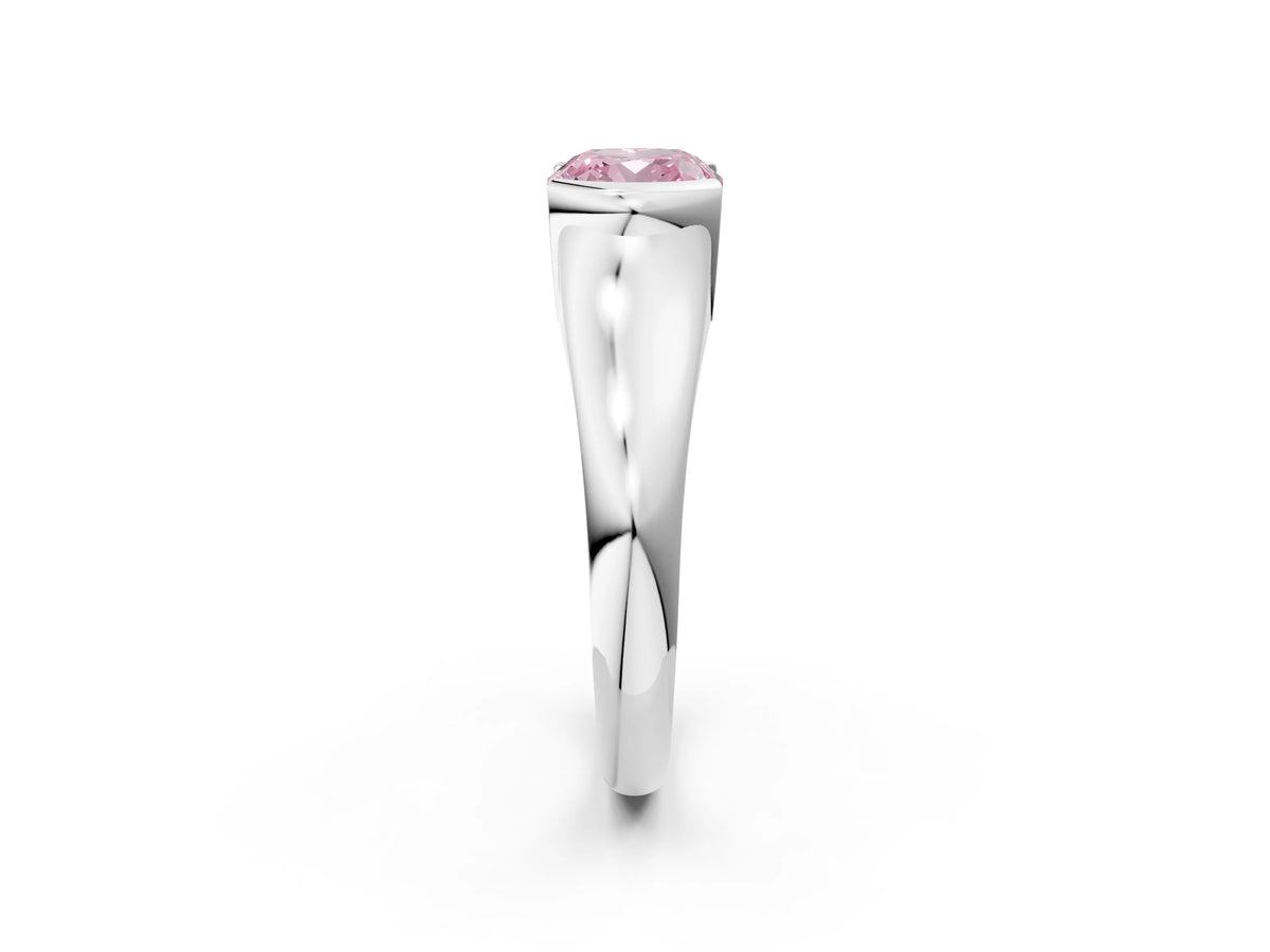 Fancy Pink Cushion Cut Diamond Tension Set Solitaire Ring in Silver with Split Shank Band_14