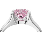 Fancy Pink Cushion Cut Diamond Tension Set Solitaire Ring in Silver with Split Shank Band_16