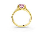 Fancy Pink Cushion Cut Diamond Tension Set Solitaire Ring in Yellow gold with Split Shank Band_3