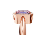 Fancy Pink Emerald Cut Diamond Halo Engagement Ring in Rose gold with Plain Split Shank and Prong Setting_5