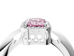 Fancy Pink Emerald Cut Diamond Halo Engagement Ring in Silver with Plain Split Shank and Prong Setting_16