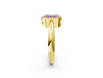 Fancy Pink Emerald Cut Diamond Halo Engagement Ring in Yellow gold with Plain Split Shank and Prong Setting_2