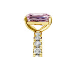 Fancy Pink Emerald Cut Diamond Pavé Solitaire Ring in Yellow gold with Round Pavé Band and Prong Setting_5