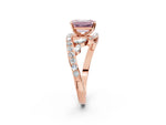 Fancy Pink Emerald Cut Diamond Solitaire Ring in Rose gold with Pavé Twist Band and Prong Setting_2
