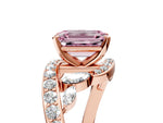 Fancy Pink Emerald Cut Diamond Solitaire Ring in Rose gold with Pavé Twist Band and Prong Setting_5