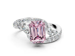 Fancy Pink Emerald Cut Diamond Solitaire Ring in Silver with Pavé Twist Band and Prong Setting_6