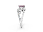 Fancy Pink Emerald Cut Diamond Solitaire Ring in Silver with Pavé Twist Band and Prong Setting_8