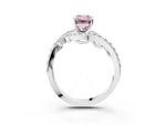 Fancy Pink Emerald Cut Diamond Solitaire Ring in White gold with Pavé Twist Band and Prong Setting_3