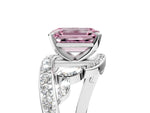 Fancy Pink Emerald Cut Diamond Solitaire Ring in White gold with Pavé Twist Band and Prong Setting_5