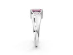 Fancy Pink Emerald Cut Diamond Solitaire Ring in White gold with Smooth Wide Band and Prong Setting_2