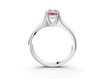 Fancy Pink Emerald Cut Diamond Solitaire Ring in White gold with Smooth Wide Band and Prong Setting_3