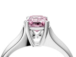 Fancy Pink Emerald Cut Diamond Solitaire Ring in White gold with Smooth Wide Band and Prong Setting_4