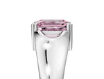 Fancy Pink Emerald Cut Diamond Solitaire Ring in White gold with Smooth Wide Band and Prong Setting_5