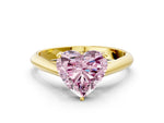 Fancy Pink Heart Cut Diamond Cathedral Solitaire Engagement Ring in Yellow gold with Prong Setting