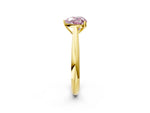 Fancy Pink Heart Cut Diamond Cathedral Solitaire Engagement Ring in Yellow gold with Prong Setting_2