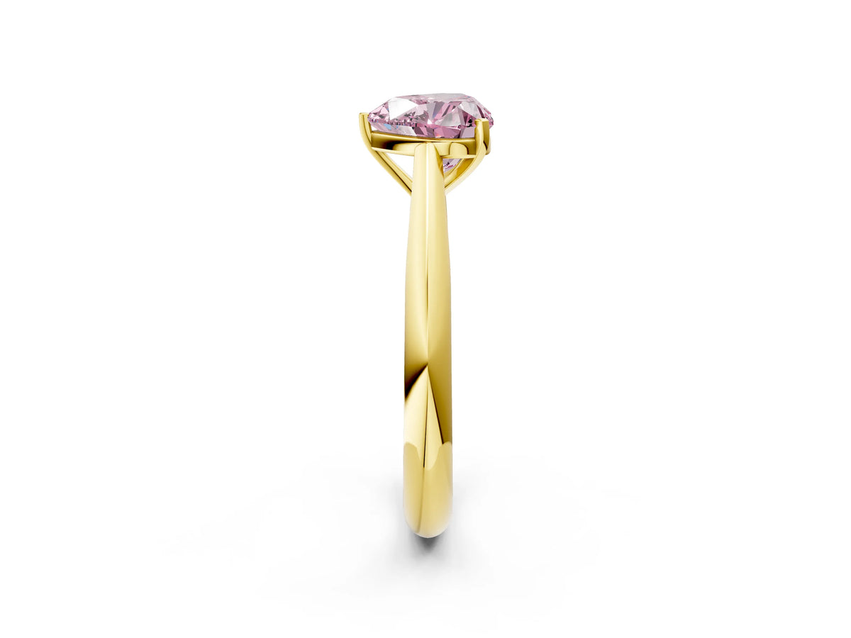 Fancy Pink Heart Cut Diamond Cathedral Solitaire Engagement Ring in Yellow gold with Prong Setting_2
