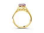 Fancy Pink Heart Cut Diamond Cathedral Solitaire Engagement Ring in Yellow gold with Prong Setting_3