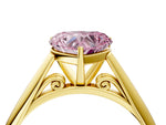 Fancy Pink Heart Cut Diamond Cathedral Solitaire Engagement Ring in Yellow gold with Prong Setting_4
