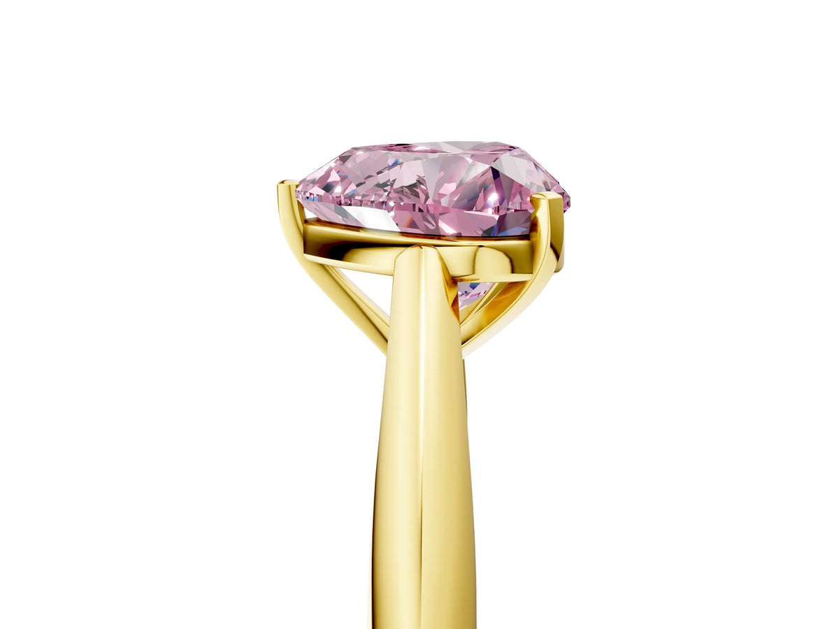 Fancy Pink Heart Cut Diamond Cathedral Solitaire Engagement Ring in Yellow gold with Prong Setting_5
