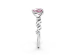 Fancy Pink Heart Cut Diamond Solitaire Ring in Platinum with Twisted Ribbon Band and Round Accents_2